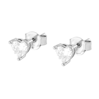 Orecchini a cuore in oro bianco 18 kt con zirconi – 1.37 g – Idee Preziose dal 1987 - IP.OK18B/14